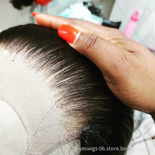 Yeswigs 8A 9A10A Grade 150% 180%  250% Virgin Cuticle Aligned Hair Brazilian Straight Pre Plucked  Human Hair Lace Front Wig
